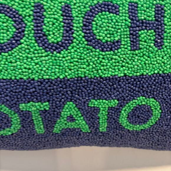 Sold Out Kate Spade New York Couch Potato Hook Pillow Green Blue Beaded Collab - Picture 4 of 7
